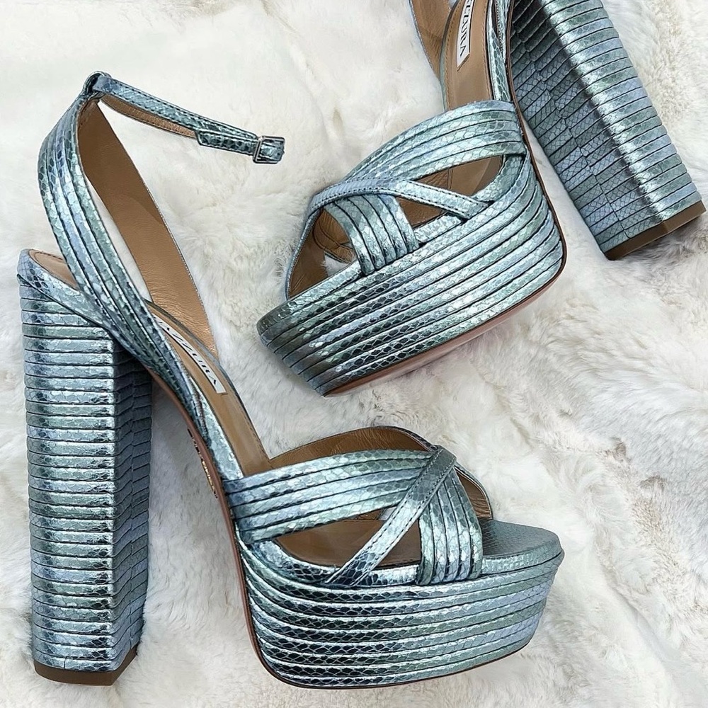 Metallic Blue/Green Platform Heels
